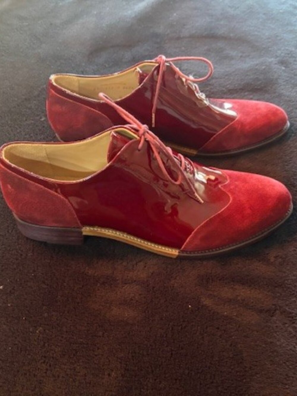 OAS Burgundy Suede and Patent Leather Oxford - Size 41/10 - $400 - Picture 2 of 3